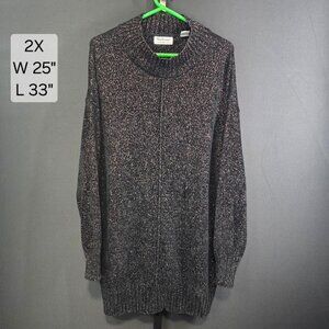 Westbound Sweater Womens Plus 2X Black Metallic Glitter Tunic 90s Holiday